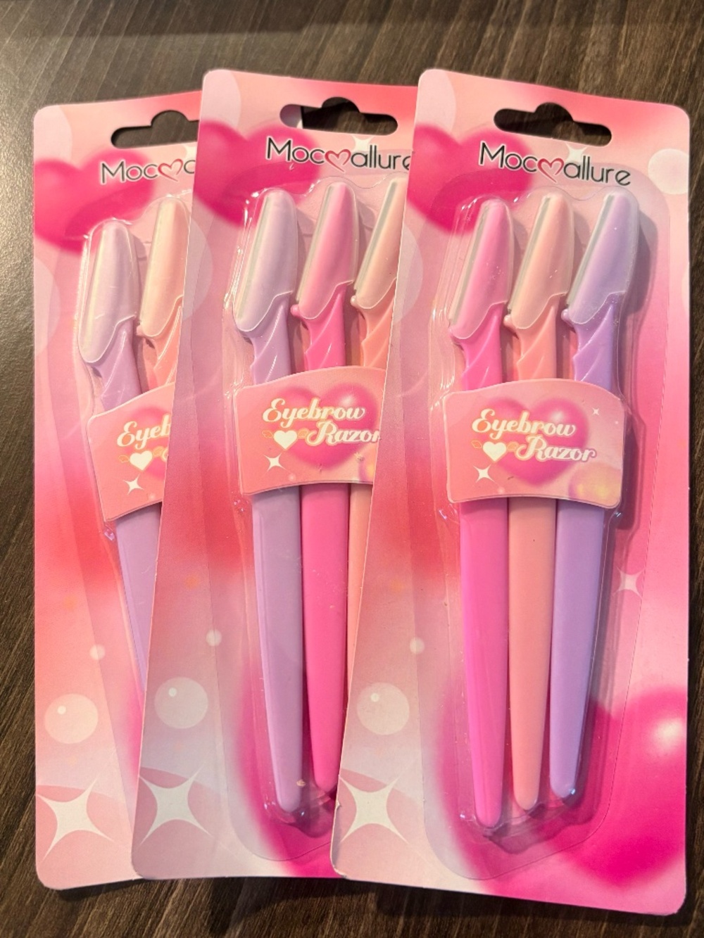 Mocallure Eyebrow Razor Bundle (3 Packs / 9 Razors) NEW Pink/Purple Dermaplaning